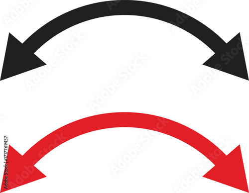 Dual sided semi circle arrow set. Double side semi circular arrow collection. Semi circle two sided arrows 