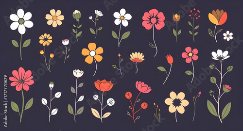 flower plant vector set, botanical illustration, floral collection, garden plants, blooming flowers, nature design, decorative flora, plant icon set, spring theme, botanical art, flower vector, garden