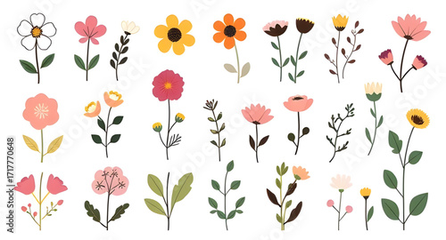 flower plant vector set, botanical illustration, floral collection, garden plants, blooming flowers, nature design, decorative flora, plant icon set, spring theme, botanical art, flower vector, garden