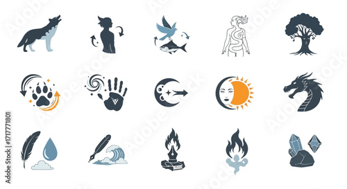 Mystical Symbols Collection for Spiritual and Magical Themes.