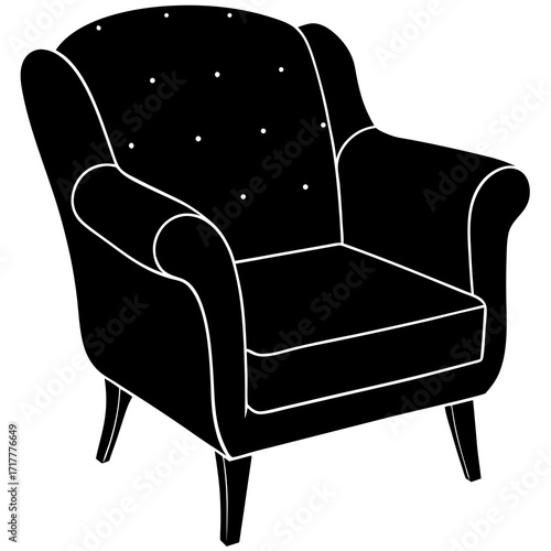 black armchair isolated on white