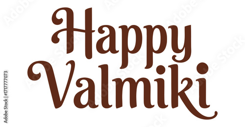 Happy Valmiki Jayanti greeting with decorative brown typography, honoring the revered Hindu sage and author of the epic Ramayana