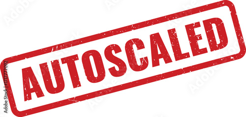 Red Autoscaled Grunge Rubber Stamp on White Background Indicating Capacity Adjusted