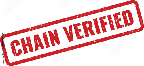 Red Chain Verified Grunge Rubber Stamp on White Background Indicating Integrity Confirmed