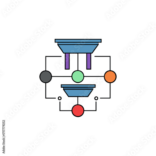 Node connection, Firewall connection icon logo flat vector design