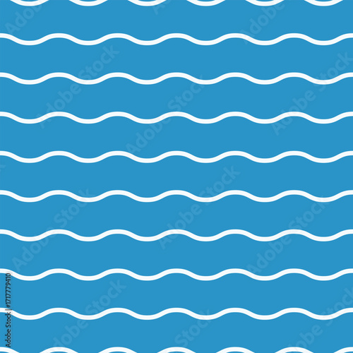 Ice white wavy lines form a seamless pattern on a sky blue background. Perfect for clean, modern, or tech-oriented designs in both print and digital formats.
