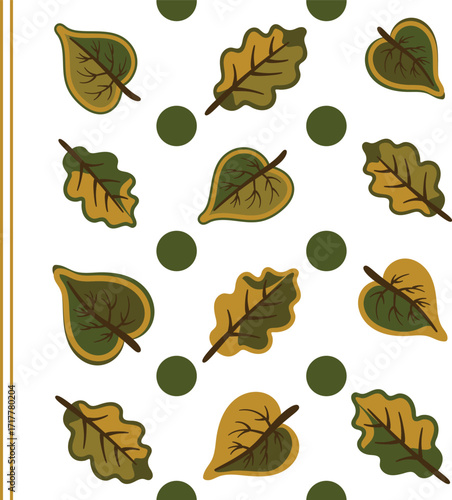 Seamless autumn leaves pattern with transparent white background. repeating  botanical foliage for fall seasonal decorative design for fabric, wallpaper and wrapping.