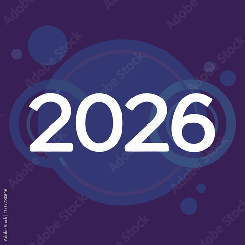 Celebrating the Arrival of 2026 A Festive Graphic Design with Bold Numerals and Circular Accents on a Dark Backdrop
