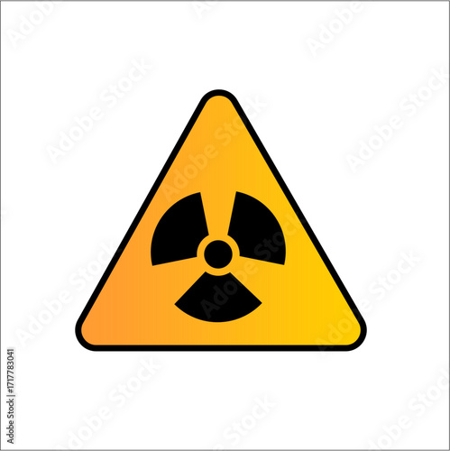 Nuclear radiation hazard symbol.
A black and yellow triangular icon representing the nuclear hazard symbol or radioactive warning sign. 