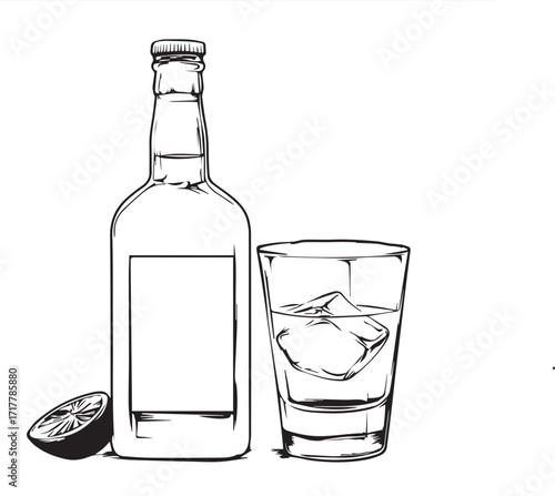 gin bottle and glass