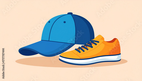 Vector Lifestyle Icons of Shoes and Hat