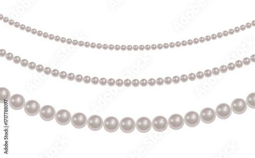 Pearl necklace White pearl beads necklaces background, pearl string border, Vector illustration