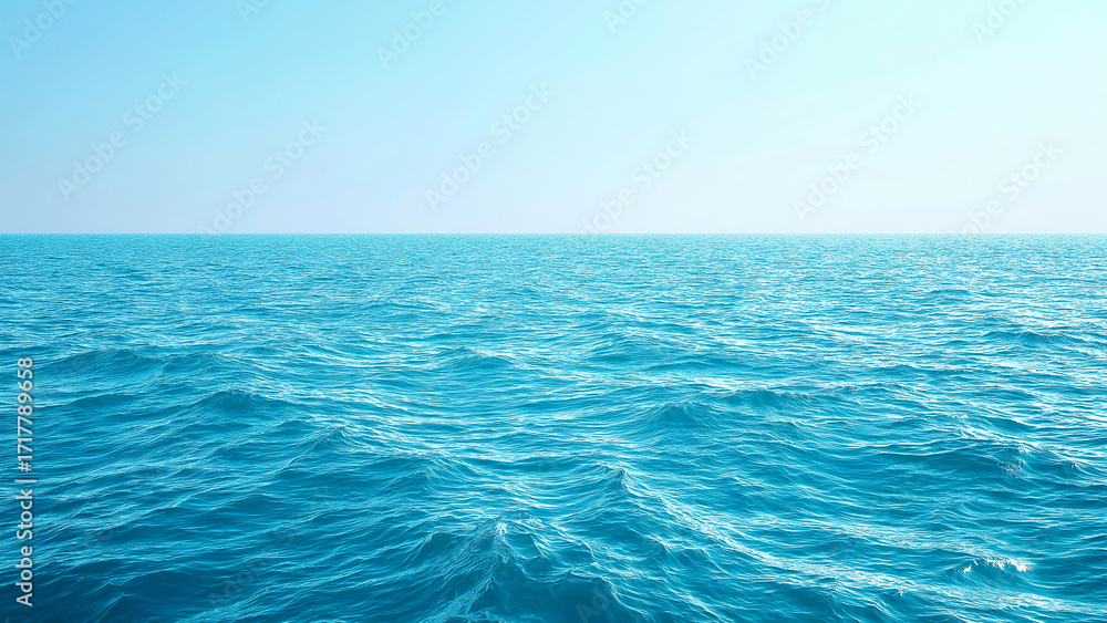 Obraz premium Scratchy blue sea horizon and minimal seascape waves texture reflecting hope and transformation 