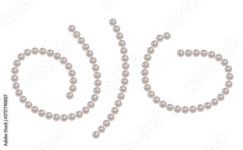 Pearl necklace White pearl beads necklaces background, pearl string border, Vector illustration