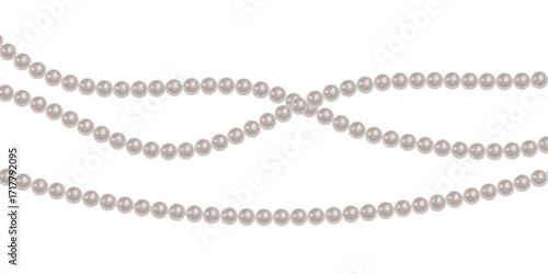 Pearl necklace White pearl beads necklaces background, pearl string border, Vector illustration