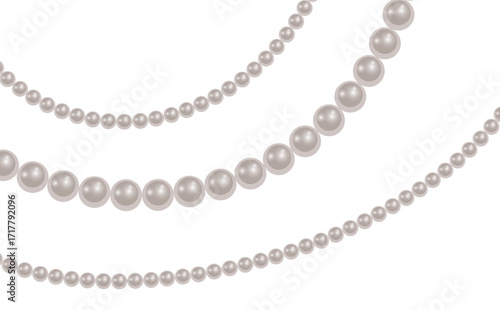 Pearl necklace White pearl beads necklaces background, pearl string border, Vector illustration