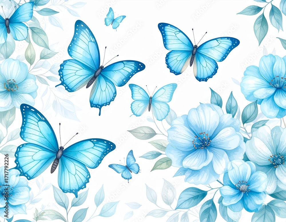 Obraz premium Schmetterlinge mit Blumen