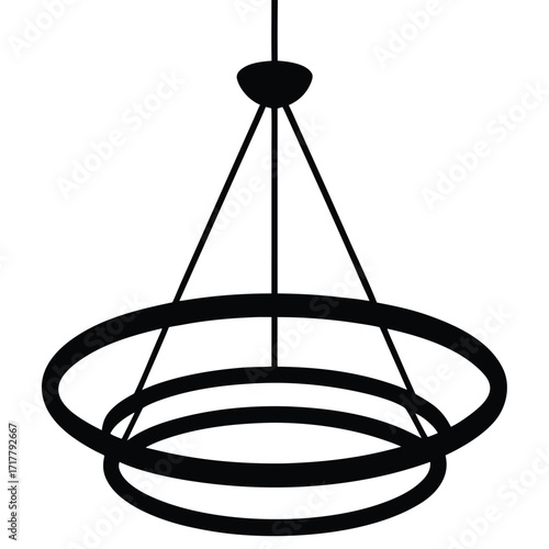 led 3 ring pendant chandelier vector icon