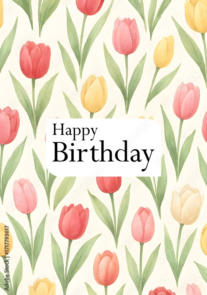 Obraz premium Cute happy birthday card template design