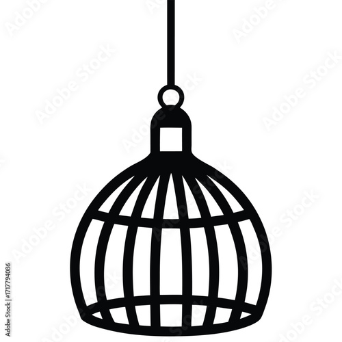 hanging cage led pendant vector icon
