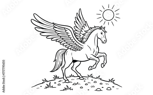 Vectorized horse in jumping mood for print, wallpaper and decoration