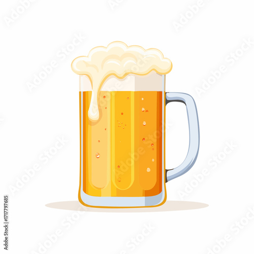 Minimalist Beer Glass with Bubbles Vector