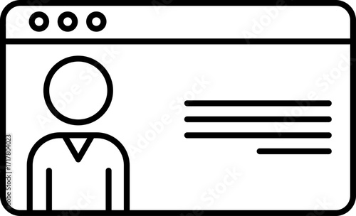 Video Lecture Icon for Online Learning and Education Design. Line art video lecture icon for online learning distance education e learning platform school training digital classroom ui design.