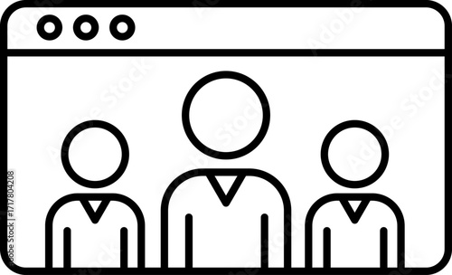 Video Lecture Icon for Online Learning and Education Design. Line art video lecture icon for online learning distance education e learning platform school training digital classroom ui design.
