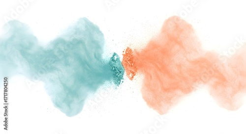 Soft Watercolor Collision , Teal Meets Coral in a Gentle Blend