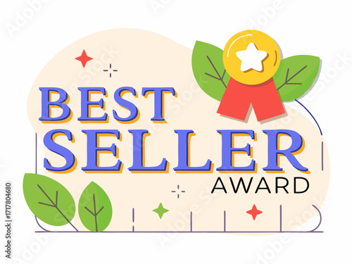 Luxury metallic best seller award emblem with glowing edges and premium typography style