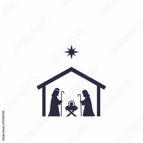 Minimalist Nativity Scene Icon