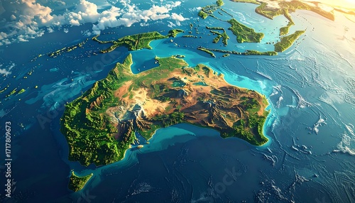 Detailed map of Australia & surrounding region, high resolution