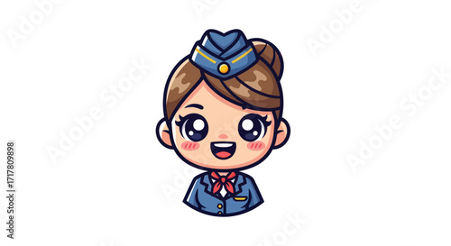 Cute cartoon flight attendant character illustration.