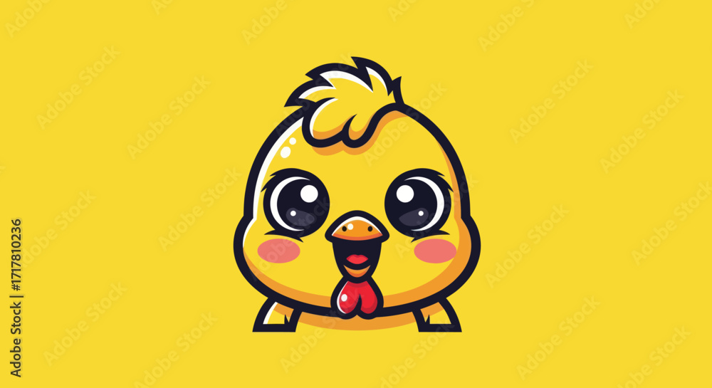 Fototapeta premium Adorable cartoon baby chick with big eyes and fluffy feathers.