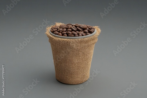 Coffee Beans Fill Burlap Sack for Aroma and Taste With Roasted Theme