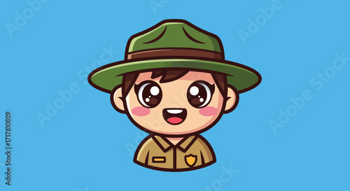 Cute cartoon park ranger character illustration.