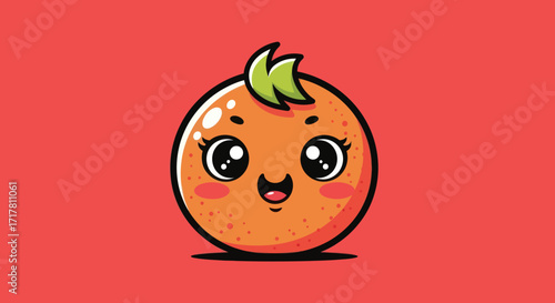 Adorable Orange Character with Big Eyes and a Cute Smile.
