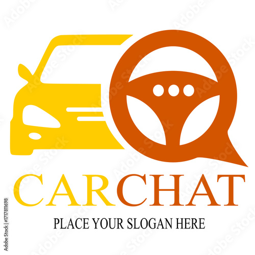 Car chat vector logo template. This design use automotive symbol.