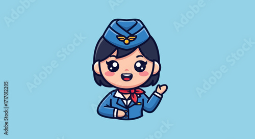 Cute Cartoon Air Hostess.