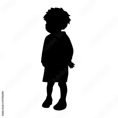 children standing silhouette vector