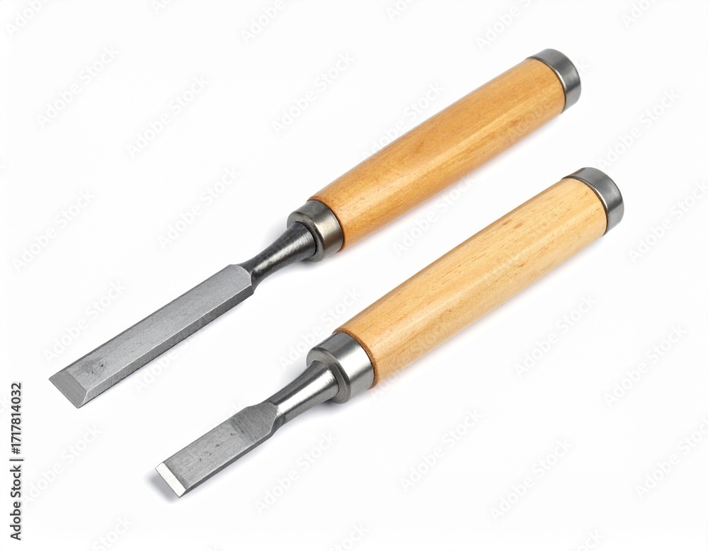 Fototapeta premium Carpenter's chisels with wood shavings.