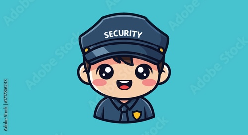 Cute Security Guard Character with Friendly Expression.