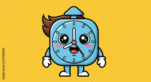 Cute cartoon clock character design.