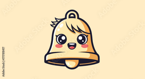 Cute cartoon bell character illustration.
