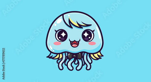 Cute cartoon jellyfish character illustration.