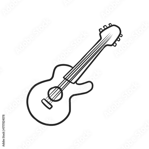 Electric guitar outline vector illustration black white line art