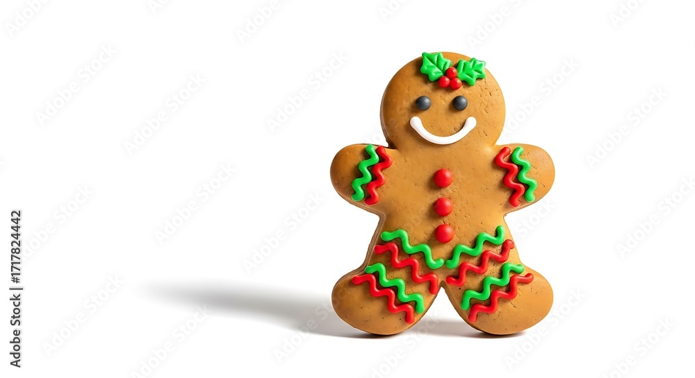 Fototapeta premium Cute Gingerbread Man Isolated Christmas Cookie Holiday Treat Festive