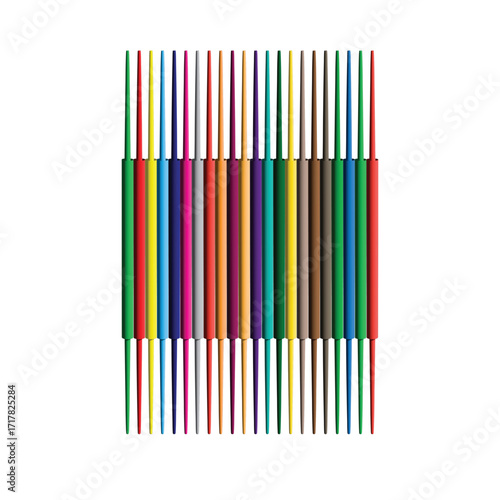 Colored Pencil Symmetry – 3D Sacred Geometry with Dual Row Alignment and Vibrant Prayer Tips