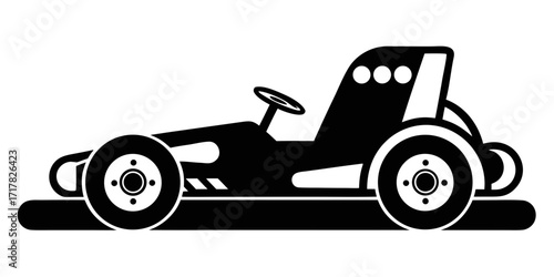 Go kart black vector silhouette on white background