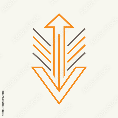 Vector art of upward and downward arrow symbol with lines isolated on background